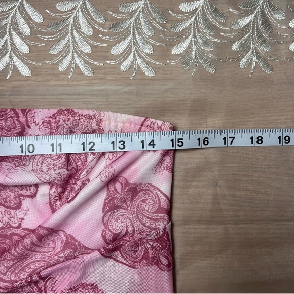 Y2K Romwe Pink Paisley Strapless Cropped Top -Size M -TP26 - Picture 7 of 8